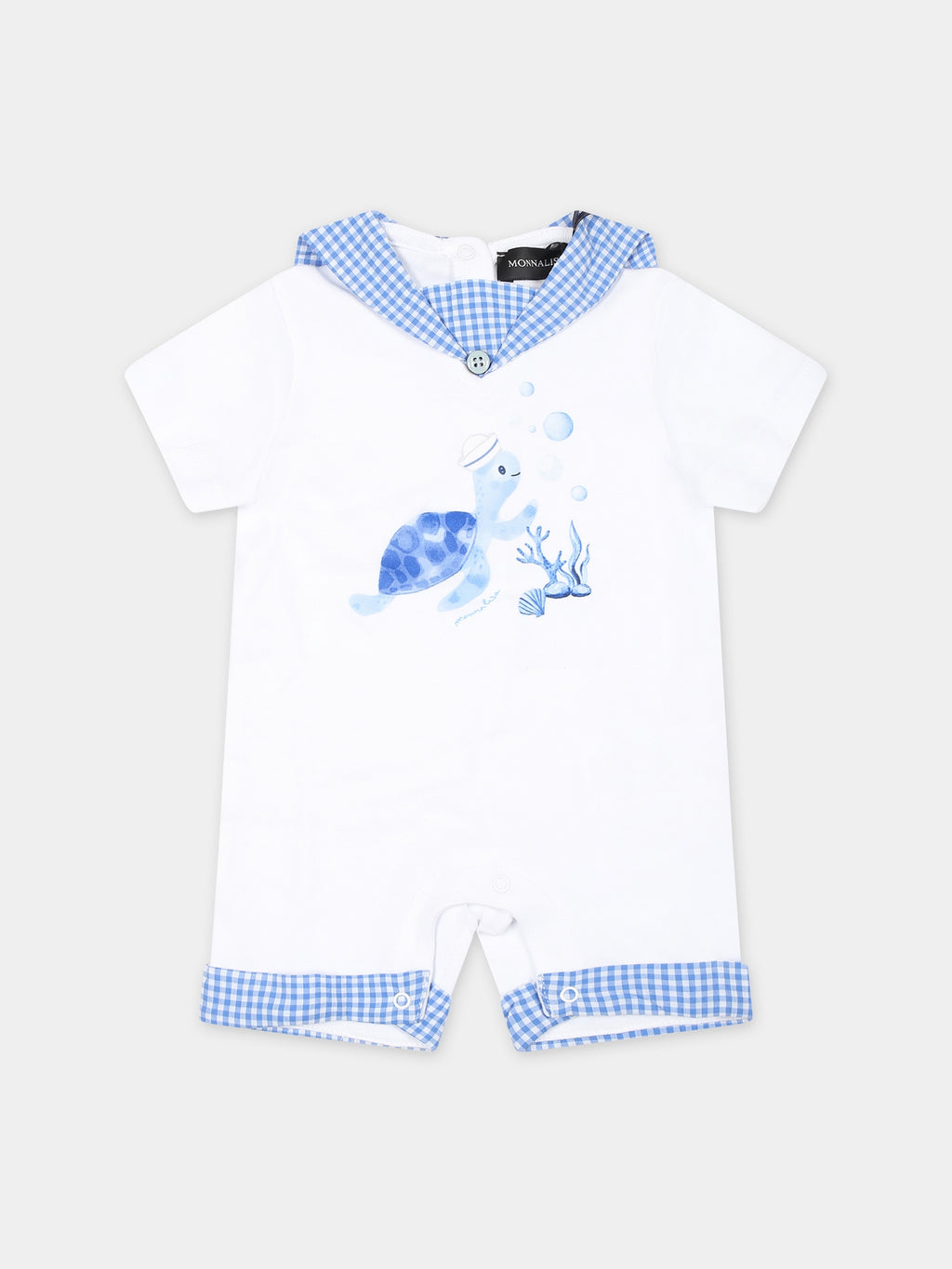 White babygrow for baby boy with turtle print